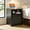 Black, variant on Leovanni Mid-Century Modern 3-Drawer Nightstand with Solid Wood Legs, Assembly Required Wood-Grain Engineered Wood Bedside Table for Bedroom, Oak