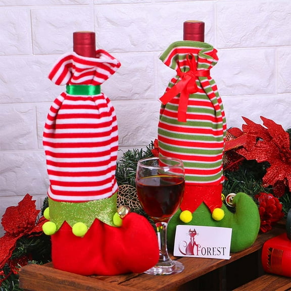Masteelf 3 Pcs Christmas Wine Bottle Bags Wine Bottle Cover Set