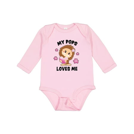 

Inktastic My Pops Loves Me with Bigfoot Gift Baby Girl Long Sleeve Bodysuit