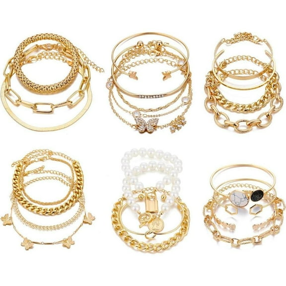 6Pack Chic Boho Goddess unique Jewelry, Adjustable Multiple Layered Stackable Open Cuff Wrap Bangle, Golden Fashion Accessories Set, Suitable for Daily Wear, Beach Vacation, Birthday Gifts