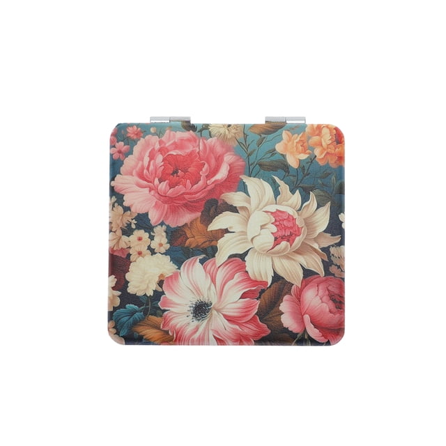 Espejo de Maquillaje de Flores en Aceite Único Bargains 1 Pc para Viajes Vacaciones Multicolor PU Acero Inoxidable Vidrio