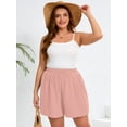 thumbnail image 2 of SHOWMALL Women's Plus Drawstring Shorts Pink 5X Summer Elastic Waist Casual Lightweight with Pockets, 2 of 7