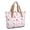 Breast Cancer Ribbon Flower Dot, variant on Breast Cancer Ribbon Doodle White Pattern Large Tote Bag for Women, Polyester Roomy Travel Tote with Pockets and Zipper, Foldable Gifts Ideas for Women Men