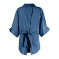 thumbnail image 4 of Fshiont Linen Button Down Shirt Women Collared Plus Size 3/4 Sleeve Tunic Top Trendy Dressy Business Casual Work Blouse Lightweight Vacation Petite Loose Gauze Tee Royal Blue 3XL, 4 of 6