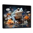 thumbnail image 2 of Designart "Abstract Blue Frog Impression I" Frogs & Toads Floater Framed Wall Art Living Room, 2 of 5