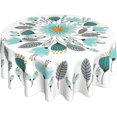 thumbnail image 2 of Teal Floral Round Tablecloth 60 Inch Farmhouse Rustic Tablecloth Spring Summer Table Cloth, Boho Bohemia Flower Outdoor and Indoor Table Cover for Home Party Dinning Picnic, 2 of 6