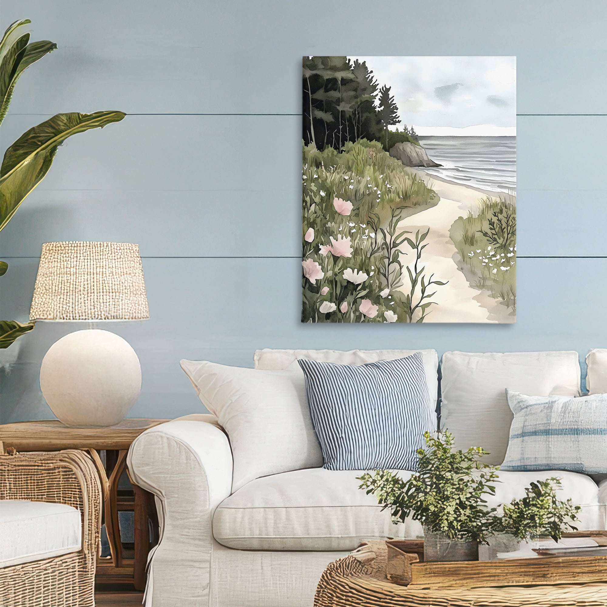 Stupell Industries Coastal Calm Floral Pathway Canvas Wall Art, design by Riley B