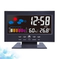 thumbnail image 2 of Escritorio LED Reloj de pronóstico del tiempo Pantalla digital para el hogar Calendario Reloj despertador Reloj multifunción de pantalla grande (Negro, con cable USB), 2 of 4