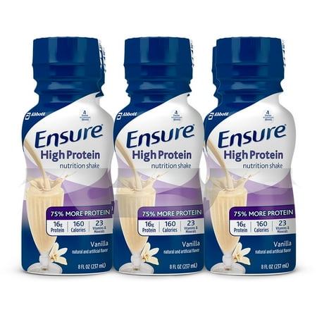 Ensure Nutritional Supplements (Ensure High Protein Nutritional Shake with 16g of High-Quality Protein, Ready-to-Drink Meal Replacement Shakes, Low Fat, Vanilla, 8 fl oz, 24)