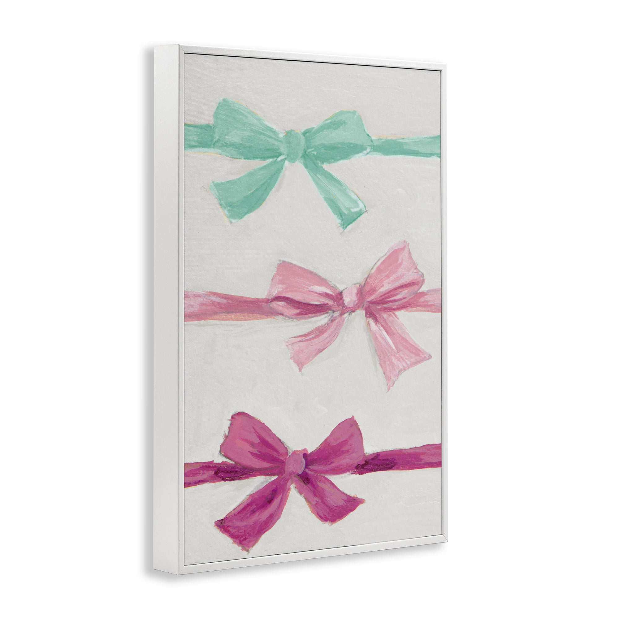 Stupell Industries Ribbon Bows Trio White Framed Giclee Art, design by Lanie Loreth