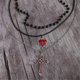 thumbnail image 5 of Gothic Vintage Pearl Heart-Shaped Flower Cross Pendant Necklace Set, 5 of 5