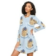 thumbnail image 3 of FORMRS Womens Long Sleeve Nightgowns Crew Neck Sleep Shirt Soft Pajamas Sizes S-3XL, Blueberry Pancake Pattern, 3 of 8