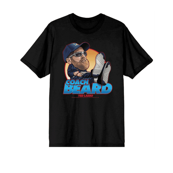 Ted Lasso Coach Beard Crew Neck Short Sleeve Men's Black T-shirt-Medium