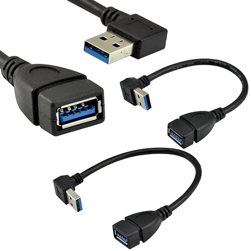 Opolski 2x USB 3.0 Left & Right Angle/ Up & Down Angle Male to Female Extension Cables
