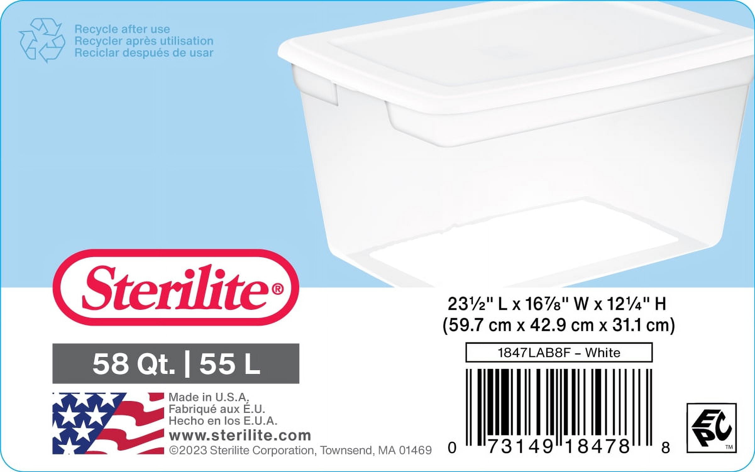 Sterilite 58 Qt. Storage Box Plastic, Blue Cove
