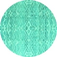 thumbnail image 1 of Ahgly Company Indoor Round Solid Turquoise Blue Modern Area Rugs, 5' Round, 1 of 4