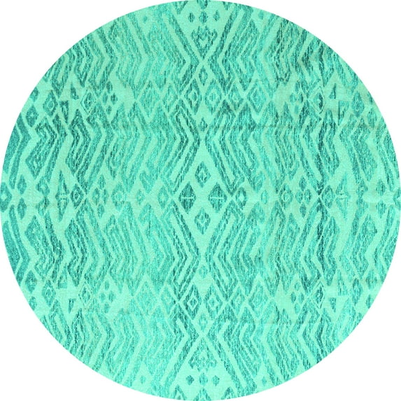 Ahgly Company Indoor Round Solid Turquoise Blue Modern Area Rugs, 7' Round