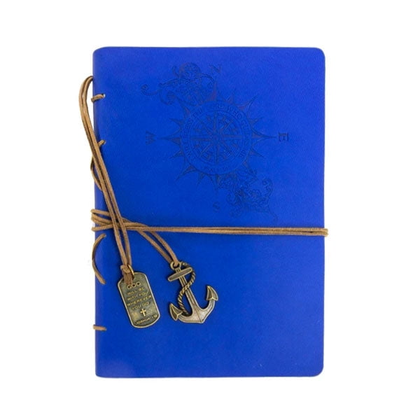 Leather Wrapped Journal - Royal Blue Compass