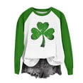 thumbnail image 4 of Saint Patricks Day Outfit Women Green Raglan Shirt Long Sleeve Shamrock Heart Print Shirts Crewneck Pullover Tops Irish Sweatshirt, 4 of 5
