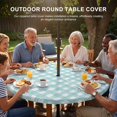 thumbnail image 3 of Round Outdoor Tablecloth with Umbrella Hole and Zipper, Teal Green Check Tablecloth with Elastic Waterproof, Boho Buffalo Plaid Farmhouse Vintage Patio Table Covers for 45" - 54" Picnic Pool Tables, 3 of 9
