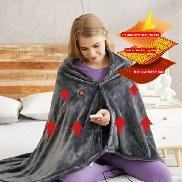 Estink Heating Blanket Wrap 3 Levels Of Temperature Adjustment 40 60 Degrees Double Sided Coral Velvet Wearable Heating Blanket With Button Super W