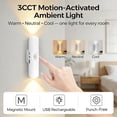 thumbnail image 3 of Rechargeable Smart LED Motion Sensor Ambient Light, RGB Color Changing Wireless Lamp with Magnetic Mount, Punch-Free Night Lighting for Stairs, Closet, Cabinet & Bedroom (4, False Walnut Wood), 3 of 7