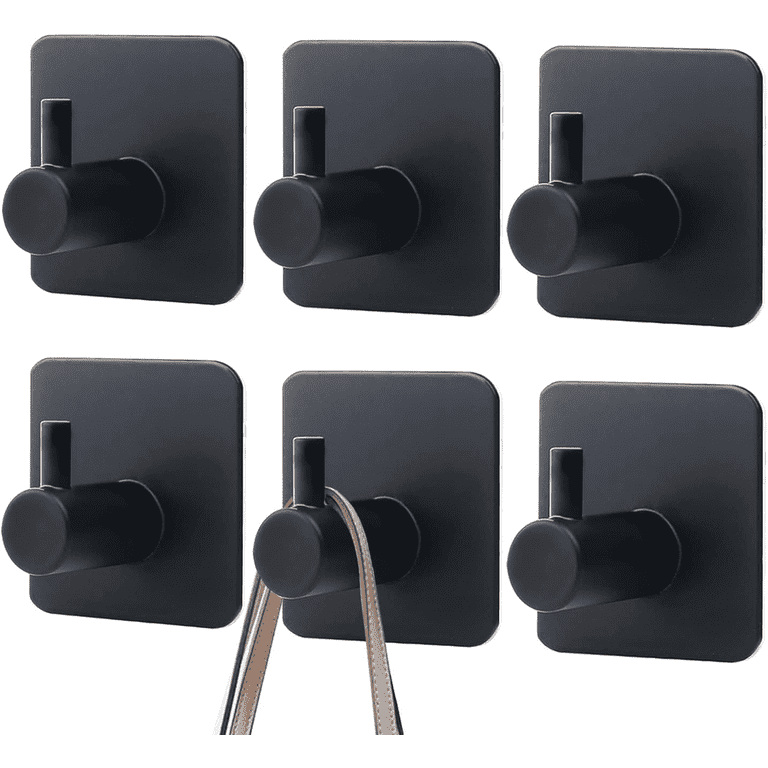 VONGEM 6-Pack Self Adhesive Wall Hooks, Black photo 1