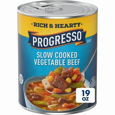 Progresso Rich & Hearty, Slow Cooked Vegetable Beef Canned Soup Gluten Free 19 oz (Pack of 5)