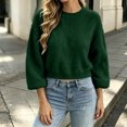 thumbnail image 5 of Edvintorg Pullover Sweaters for Women Crew Neck Casual Knit Sweater Long Sleeve Loose Top Womens Fashion Green M, 5 of 6