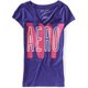 thumbnail image 1 of Aeropostale - Camiseta gráfica con cuello en V para mujer Aero Ny Puffy, color morado, grande, 1 of 1