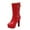 Red, variant on Woman Boots Kitten Heel Square Toe Mid Calf Booties Women Trendy Casual Outdoor Dressy Comfortable Boots Winter Warm Shoes Blue 5.5