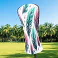 thumbnail image 2 of Golf Club Covers, Green Blue Feathers Premium PU Leather Driver Hybrid Putter Head Covers with Velvet Lining, Waterproof Golf Gifts for Men Women, 2 of 11