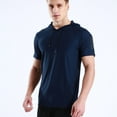 thumbnail image 4 of Jinda Men's Soft Workout Shirt Quick Dry Fit Slim Hoodie Short Sleeve Gym Top Lightweight Summer Cool Hooded Tshirt Royal Blue Small, 4 of 4