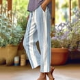 thumbnail image 2 of Fsqjgq Women's Pants Harem Pants Women Comfy Pants Women Beige Linen Pants Casual Linen Pants Spring Summer Striped Yoga Pants Loose Fit Straight Leg Folded Casual Pants Pockets Baggy Trousers XL, 2 of 5