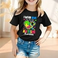 thumbnail image 2 of MIXUE Kids Girls Tops & T-Shirts Summer Letter Print Crew Neck Short Sleeve Loose Casual Comfortable T Shirts Sportwear,Black,7-8 Years, 2 of 4