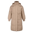 thumbnail image 6 of Women's 2025 Long Puffer Hooded Coat, Knee-Length Thickened Winter Jacket, Oversized Quilted Parka, Loose Fit Warm Coat, Casual Winter Outerwear Khaki S, 6 of 6