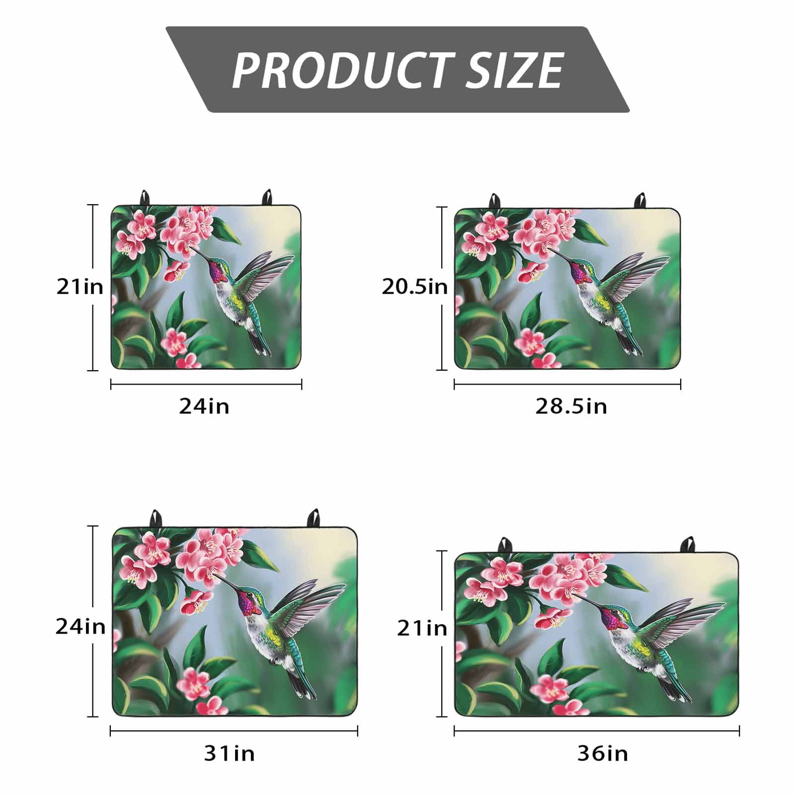 Green Hummingbird Stove Top Cover for Electric Stove, Heat-proof & Non Slip Glass Top Stove Cover Protector, Spring Summer Pink Flower Leaf Kitchen Flat Cooktop Rubber Mat 24x21 Inches