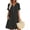 Black, variant on Women's Plus Size Cotton Linen V-Neck Button Down Short Sleeve Shift Dress with Pockets Summer Casual