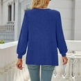 thumbnail image 7 of IROINNID Polyester Long Sleeve T Shirt for Women Comfortable Summer Round Neck Tops Regular Solid Blouse Tops,Blue, 7 of 7