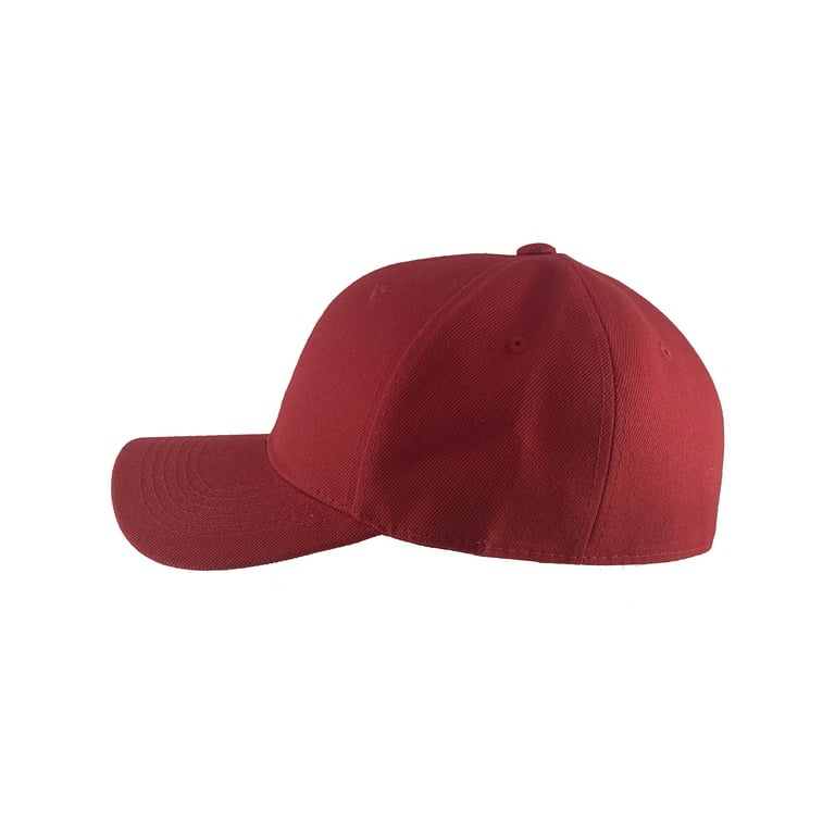Blank Fitted Curved Hat, 1/4 Red Cap 7