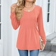 thumbnail image 3 of Maean Women's Blouse Pleated Crewneck Tunic Blouses Causal Dressy Long Sleeve Fall Trendy Tops, 3 of 7