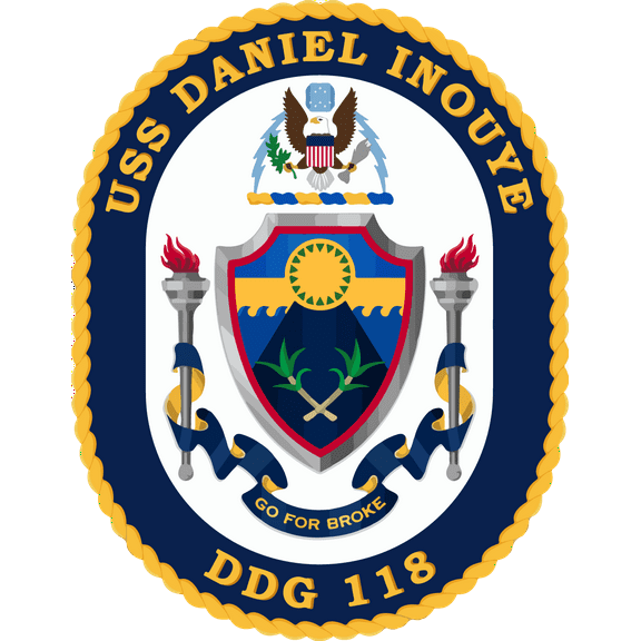 USS Daniel Inouye DDG-118 Badge Sticker Decal Arleigh Burke Class Destroyer Car Sticker Bumper Sticker for Car Emblem - 4 inch