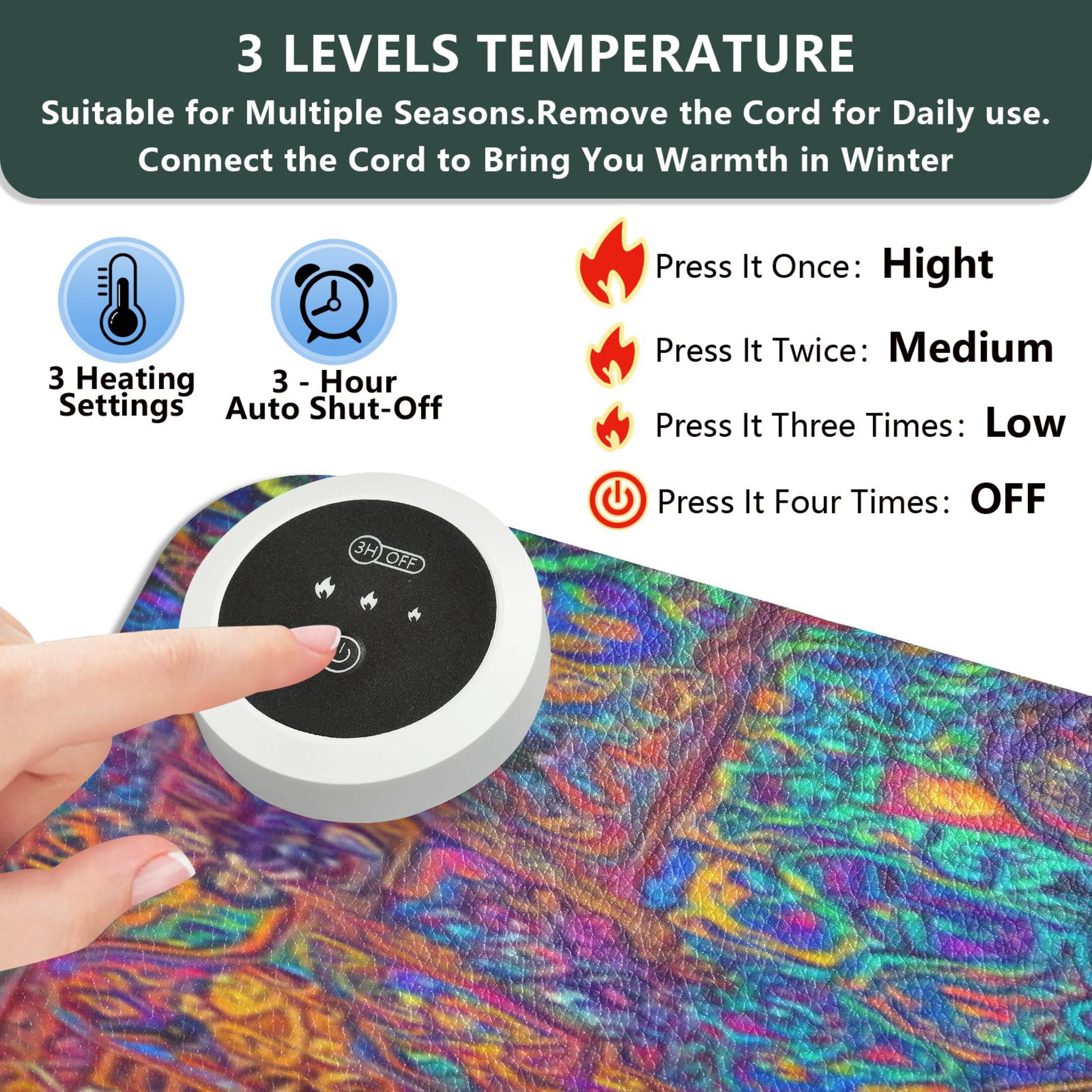 Large Heated Desk Mat Mouse Pad 31.5"x13"PU Leather Graphene Heating Desk Warmer with 3 Temperature Settings 110V US Plug Non-Slip Warm Pad for Home, Office, and Gaming Big Dogs Celebrating Christmas
