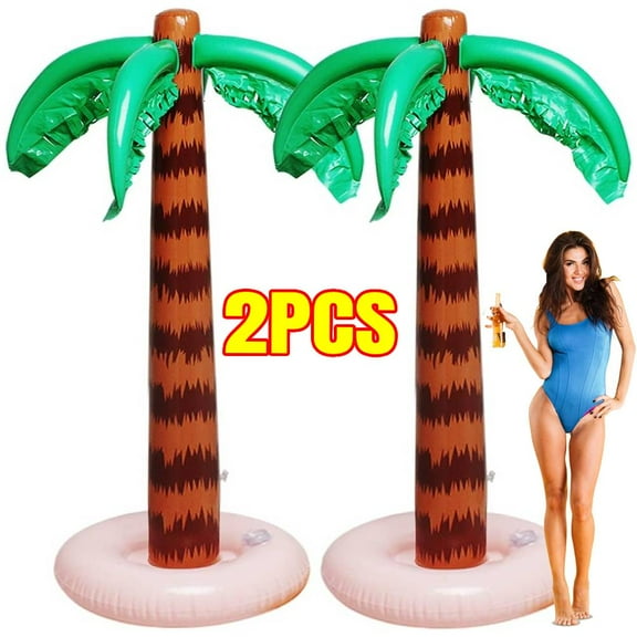 2 PCS Blow Up Tropical Coconut Trees Inflatable Tree for Hawaiian Summer Beach Theme Party Photo Prop Pool Decor