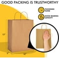 thumbnail image 2 of 100 Pcs Kraft Shopping Bags 10x5x13 Inch Brown Paper with Handles Bulk, Recycled Gift Bag for Birthday Party Favors Grocery Retail Business, 2 of 4