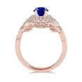 thumbnail image 3 of Limited Time Sale Antique Vintage design 1.75 Carat Blue Sapphire 6mm Round Cut And Moissanite Diamond Engagement Ring in 10k Rose Gold for Women on Sale, 3 of 3