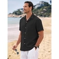 thumbnail image 5 of GENTS BLISS Men Linen Shirts Casual Short Sleeve Button Down Shirts for Men Beach Tops with Pocket, 5 of 10