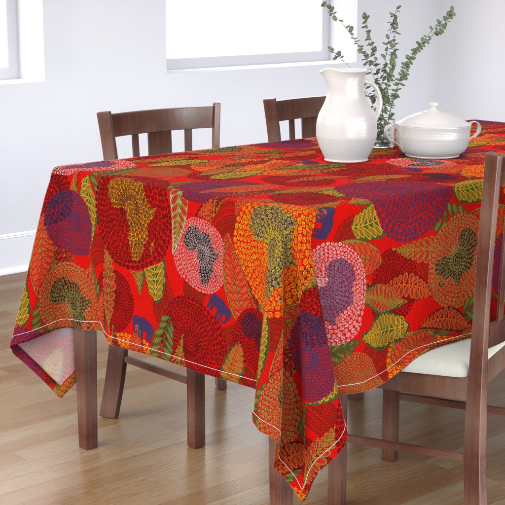 Tablecloth Africa African Homeland Tribal Red Basket Mandala Cotton