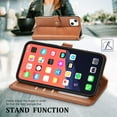 thumbnail image 2 of Compatible with iPhone 13 Case and Cover, Allytech Wallet Money Pocket Card Slots Book Style Kickstand Magnetic Snap Removable Wrist Strap Protective Case for iPhone 13 2021, Brown, 2 of 5
