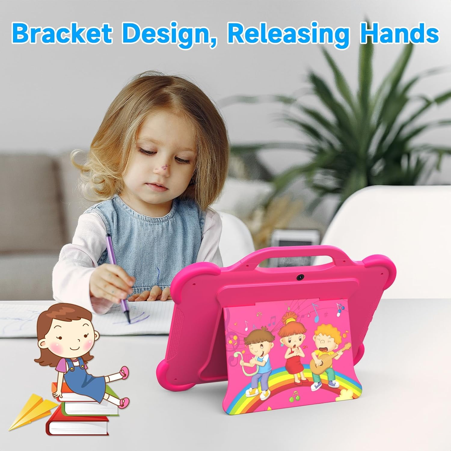 Android 15 Kids Tablet Toddler Tablet for Kids 10 inch Tablet, 8GB RAM+32GB ROM Tableta for Boys Girls, 10.1" IPS Safety Eye Protection Screen Parental Control APP Latest Model Kid Tablets 5G WIFI